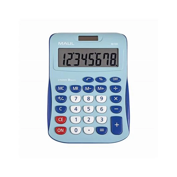 Számológép, asztali, 8 számjegy, MAUL "MJ 550", világoskék-kék Számológép, asztali, 8 számjegy, MAUL "MJ 550", világoskék-kék