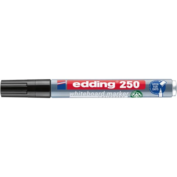 Tábla- és flipchart marker, 1-3 mm, kúpos, EDDING "250", fekete