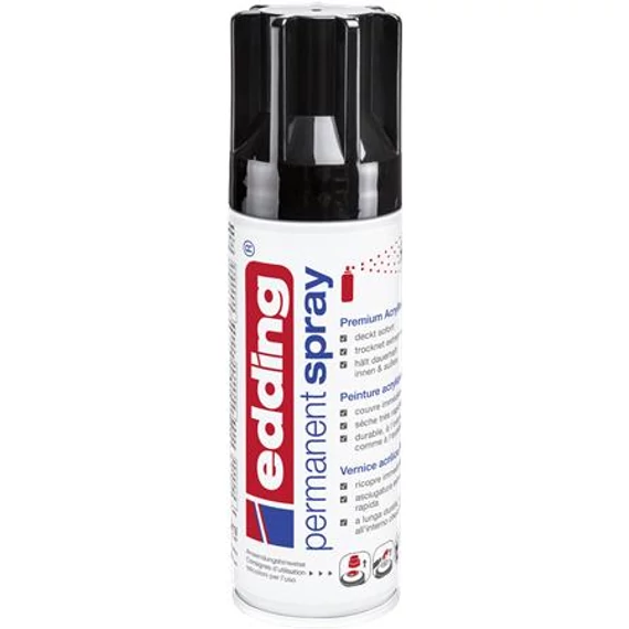 Akrilfesték spray, 200 ml, EDDING "5200", fényes fekete