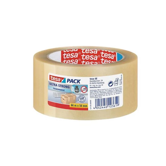 Csomagolószalag, 50 mm x 66 m, TESA "Ultra Strong", átlátszó
