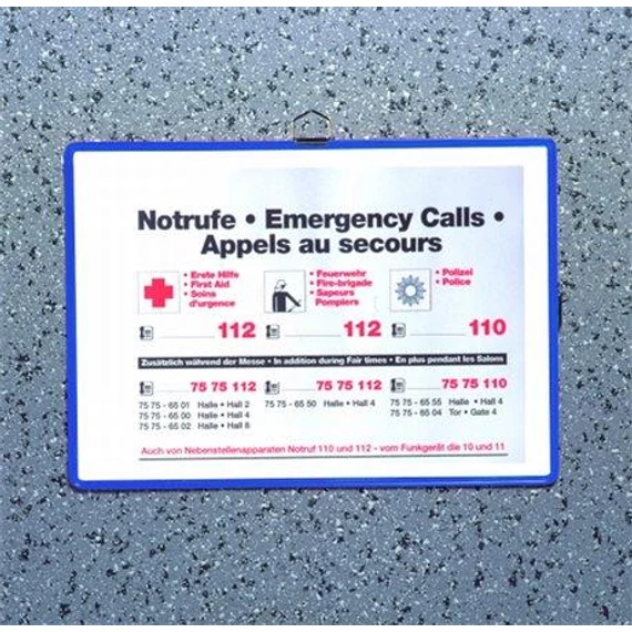 Bemutatótábla, függő, A4, fekvő, fém fülecskével, DJOIS, kék Bemutatótábla, függő, A4, fekvő, fém fülecskével, DJOIS, kék