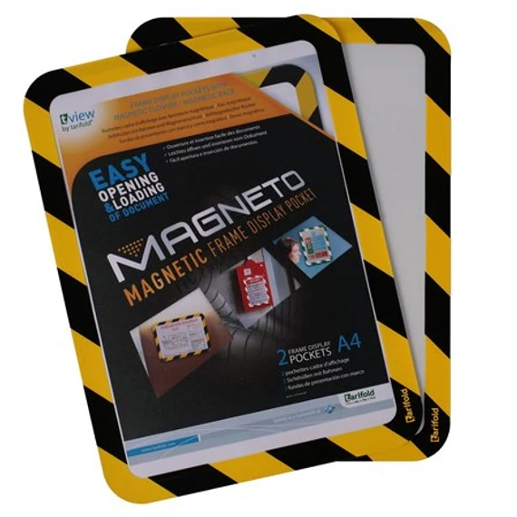 Infokeret, mágneses háttal, A4, DJOIS "Magneto Safety", sárga-fekete