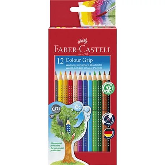 Színes ceruza készlet, háromszögletű, FABER-CASTELL "Grip 2001", 12 különböző szín Színes ceruza készlet, háromszögletű, FABER-CASTELL "Grip 2001", 12 különböző szín