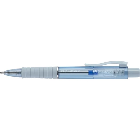 Golyóstoll, 1 mm, XB, nyomógombos, égkék testszín, FABER-CASTELL "Poly Ball View Aurora", kék