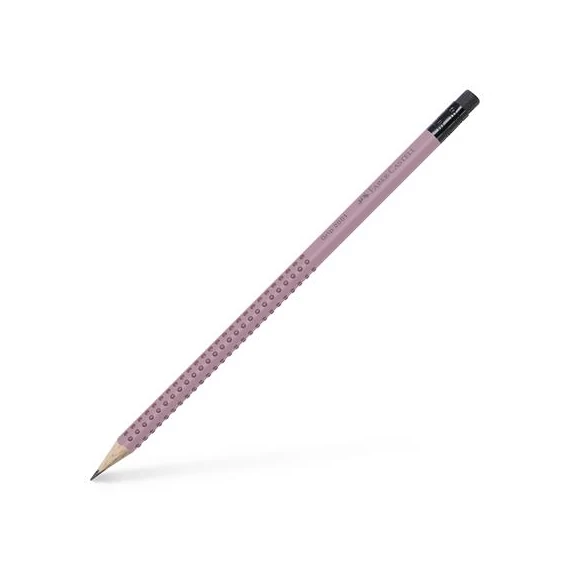 Grafitceruza, B, háromszögletű, radírral, FABER-CASTELL "Grip 2001", rózsaszín