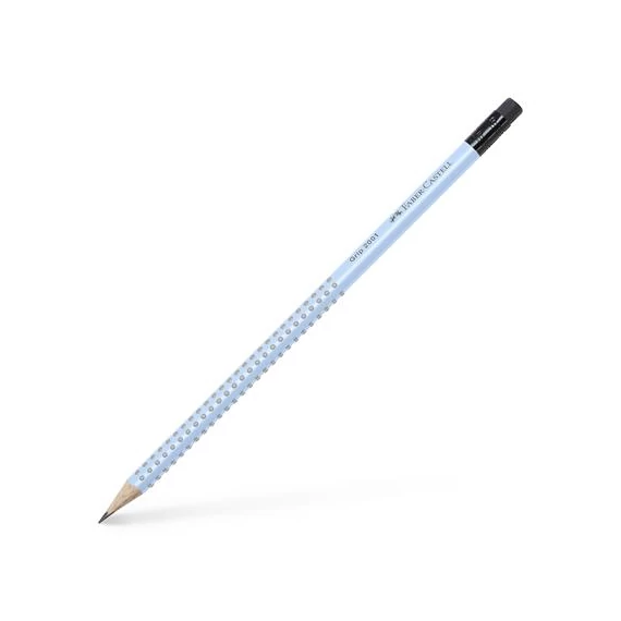 Grafitceruza, B, háromszögletű, radírral, FABER-CASTELL "Grip 2001", égkék