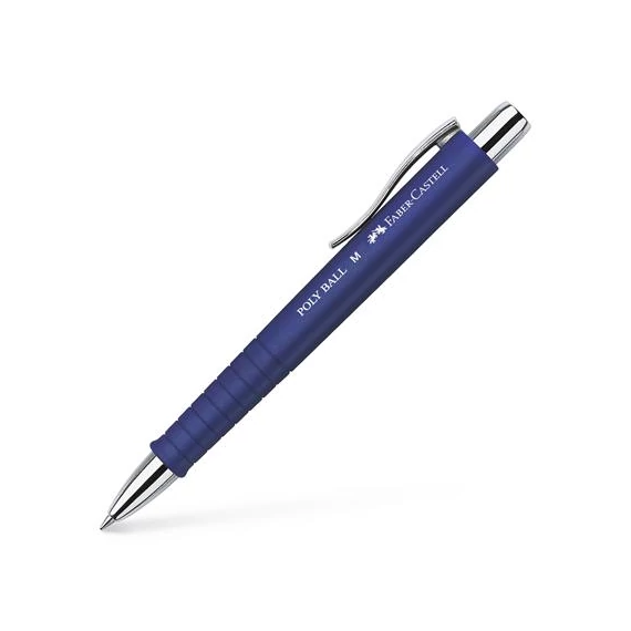 Golyóstoll, 0,5 mm, nyomógombos, kék tolltest, FABER-CASTELL "Poly Ball", kék