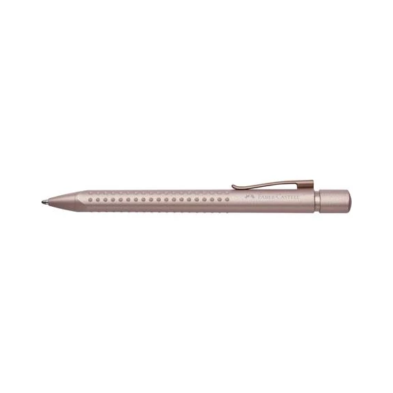 Golyóstoll, 0,5 mm, nyomógombos, rózsaszín tolltest, FABER-CASTELL "Grip 2010-M", kék