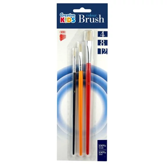 Ecsetkészlet, lapos, no. 4-8-12, fa, ICO Ecsetkészlet, lapos, no. 4-8-12, fa, ICO