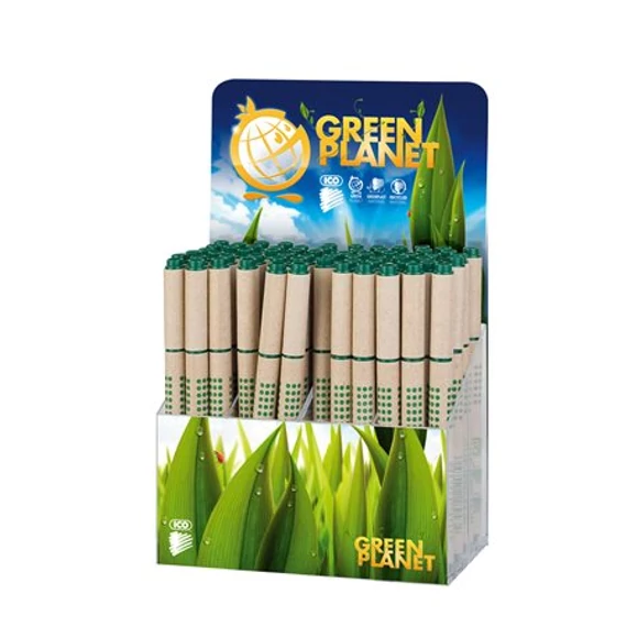 Golyóstoll display, kupakos, papír tolltest, ICO "Green", kék