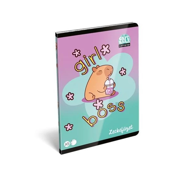 Füzet, tűzött, A5, lecke, 40 lap, LIZZYSULI, "Lollipop Capybara"