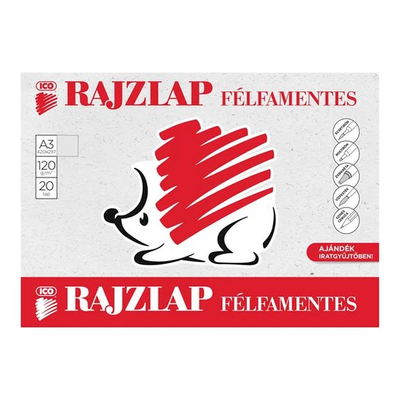 Rajzlap, félfamentes, A3, 120 g/m2, ICO "Süni" Rajzlap, félfamentes, A3, 120 g/m2, ICO "Süni"