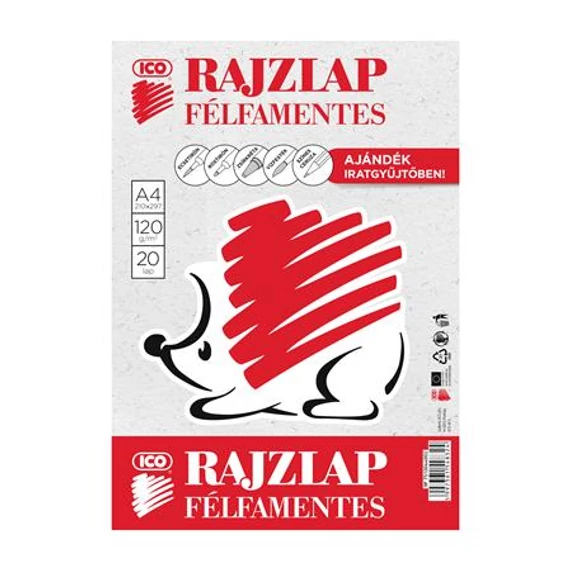 Rajzlap, félfamentes, A4, 120 g/m2, ICO "Süni" Rajzlap, félfamentes, A4, 120 g/m2, ICO "Süni"