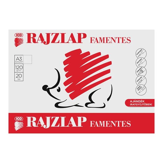 Rajzlap, famentes, A3, 120 g/m2, ICO "Süni" Rajzlap, famentes, A3, 120 g/m2, ICO "Süni"