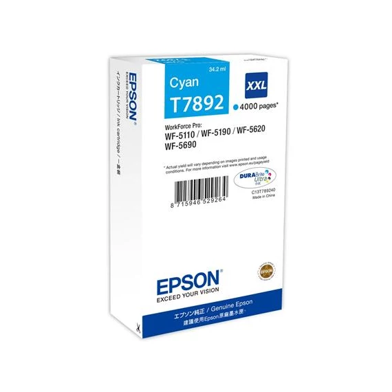 C13T789240 Tintapatron WF-5110DW, WF-5190DW nyomtatókhoz, EPSON, cián, 34,2ml