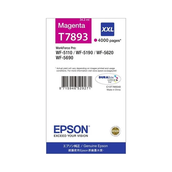 C13T789340 Tintapatron WF-5110DW, WF-5190DW nyomtatókhoz, EPSON, magenta, 34,2ml