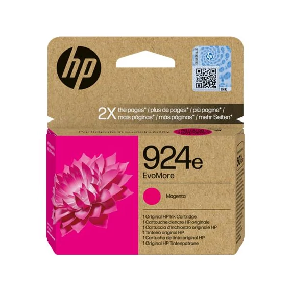 4K0U8NE Tintapatron Officejet Pro 8120e, 8130e nyomtatókhoz, HP 924 EvoMore, magenta, 800 oldal