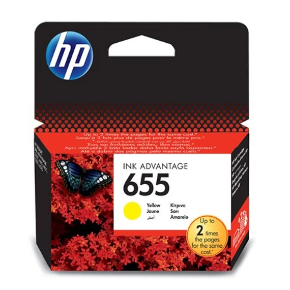 CZ112E Tintapatron Deskjet Ink Advantage 3520 sor nyomtatókhoz, HP 655, sárga, 600 oldal