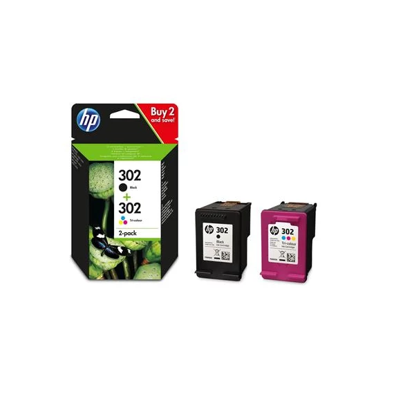 X4D37AE Tintapatron multipack DeskJet 2130 nyomtatóhoz, HP 302, fekete, színes, 190+165 oldal X4D37AE Tintapatron multipack DeskJet 2130 nyomtatóhoz, HP 302, fekete, színes, 190+165 oldal