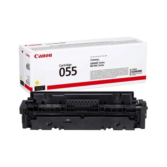 CRG-055 Lézertoner i-Sensys LPB663, 664, MF742, 744, 746 nyomtatókhoz, CANON, sárga, 2,1k