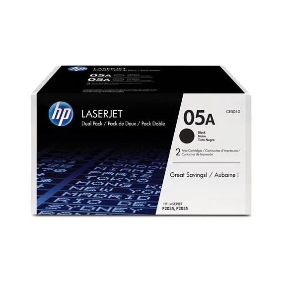 CE505D Lézertoner LaserJet P2035, P2055 nyomtatókhoz, HP 05A, fekete, 2*2,3k