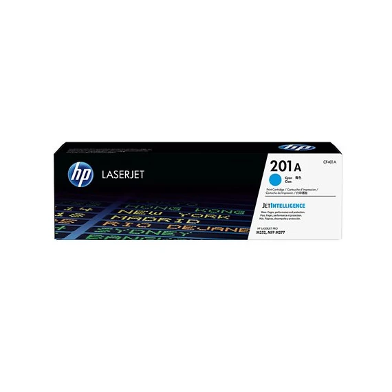 CF401A Lézertoner Color LaserJet Pro M252, M277 nyomtatóhoz, HP 201A, cián, 1,4k
