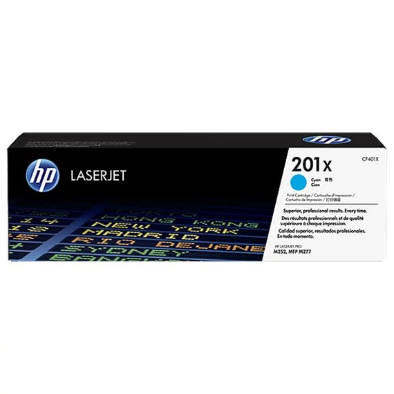 CF401X Lézertoner Color LaserJet Pro M252, M277 nyomtatóhoz, HP 201X, cián, 2,3k