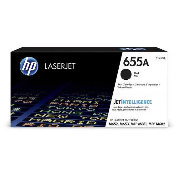 CF450A Lézertoner Color LaserJet M681, M682 nyomtatókhoz, HP 655A, fekete, 12,5k