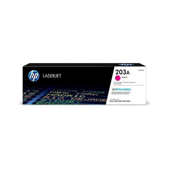 CF543A Lézertoner HP ColorLaserJet Pro MFP M280nw, MFP M281fdn, MFP M281fdw nyomtatókhoz, HP 203A, magenta, 1,3k