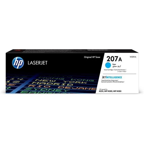 W2211A Lézertoner Color LaserJet Pro M182N, M183FW nyomtatókhoz, HP 207A, cián, 1,25k
