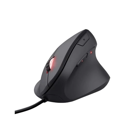 Egér, vezetékes, optikai, vertikális, gaming, LED, TRUST "GXT144 Rexx", fekete