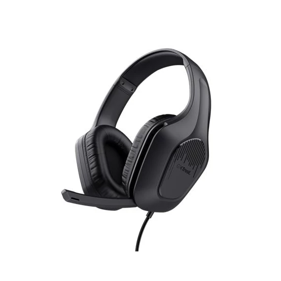 Fejhallgató, mikrofonnal, gaming, TRUST "GXT415 Zirox", fekete