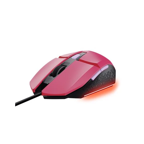 Egér, vezetékes, optikai, gaming, LED, TRUST "GXT109P Felox", rózsaszín