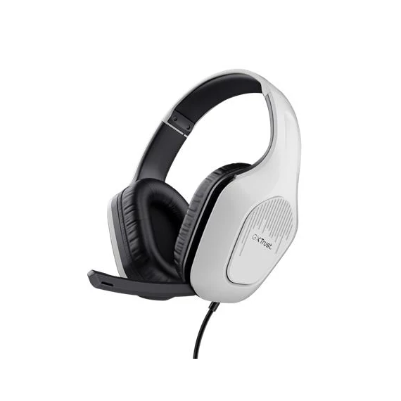 Fülhallgató, mikrofonnal, gaming, TRUST "GXT415 Zirox", fehér