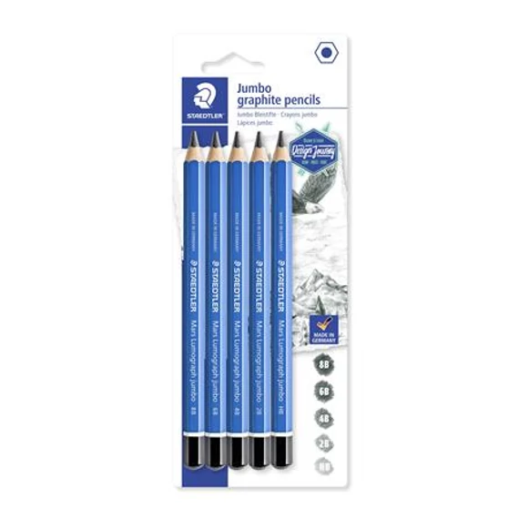 Grafitceruza készlet, jumbo, hatszögletű, STAEDTLER "Mars Lumograph Jumbo 100J", 5 különböző keménység