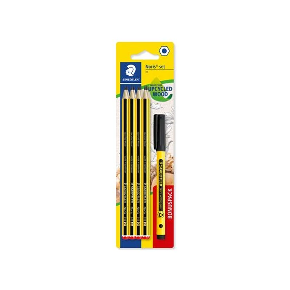 Grafitceruza készlet, tűfilccel, HB, hatszögletű, STAEDTLER "Noris® 120", 8+1 db