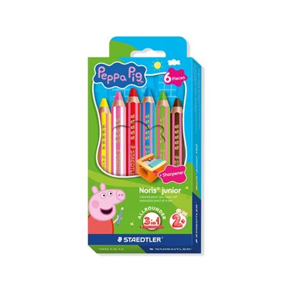 Színes ceruza készlet, hatszögletű, jumbo, STAEDTLER „Noris® junior 140", Peppa malac, 6 szín