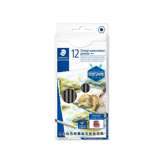 Színezett akvarell ceruza készlet, hatszögletű, STAEDTLER® "tinted 146 10T", 12 különböző szín Színezett akvarell ceruza készlet, hatszögletű, STAEDTLER® "tinted 146 10T", 12 különböző szín