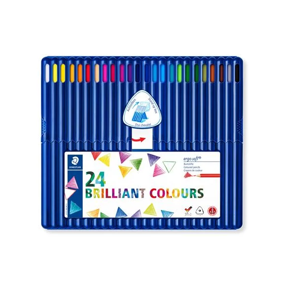 Színes ceruza készlet, háromszögletű, STAEDTLER "Ergosoft® 157", 24 különböző szín