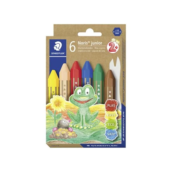 Zsírkréta, vastag, hatszögletű, STAEDTLER "Noris Junior 224", 6 különböző szín Zsírkréta, vastag, hatszögletű, STAEDTLER "Noris Junior 224", 6 különböző szín