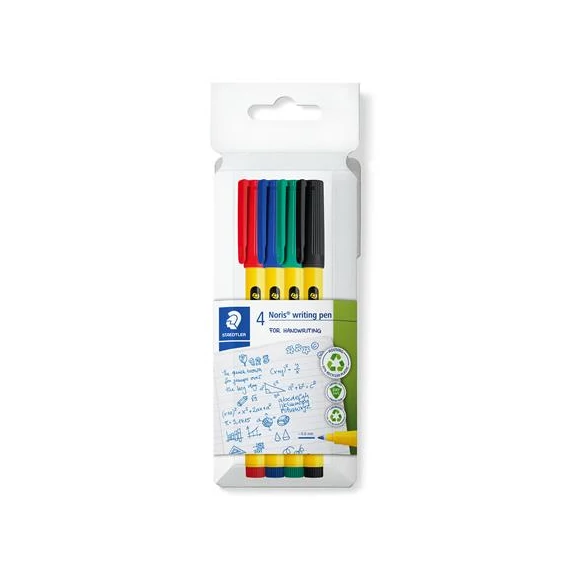 Tűfilc készlet, 0,6 mm, STAEDTLER "Noris® 307", 4 különböző szín Tűfilc készlet, 0,6 mm, STAEDTLER "Noris® 307", 4 különböző szín