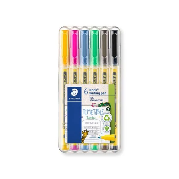 Tűfilc készlet, 0,6 mm, STAEDTLER "Noris® 307", 6 különböző szín