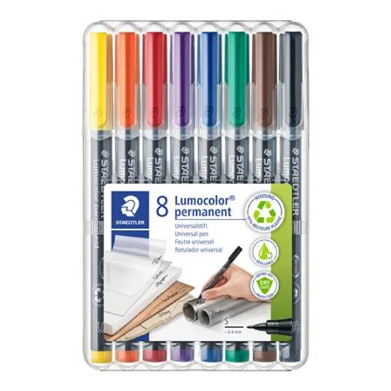 Alkoholos marker készlet, OHP, 0,4 mm, STAEDTLER "Lumocolor® 313 S", 8 különböző szín Alkoholos marker készlet, OHP, 0,4 mm, STAEDTLER "Lumocolor® 313 S", 8 különböző szín