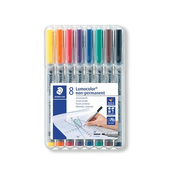 Alkoholmentes marker készlet, OHP, 1 mm, STAEDTLER "Lumocolor® 315", 8 különböző szín
