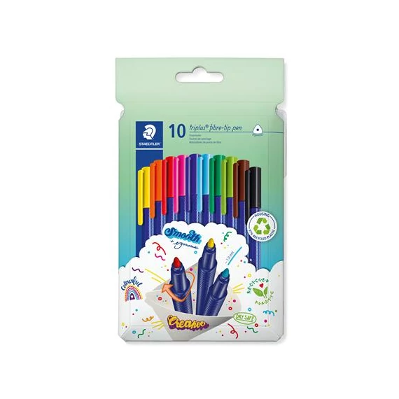 Rostirón készlet, 1 mm, STAEDTLER "Triplus 323", 10 különböző szín