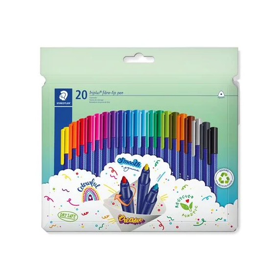 Rostirón készlet, 1 mm, STAEDTLER "Triplus 323", 20 különböző szín