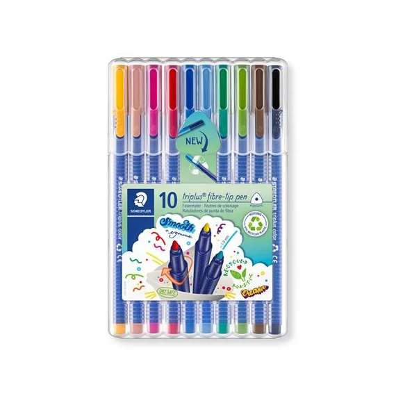 Rostirón készlet, 1 mm, STAEDTLER "Triplus 323", 10 különböző szín