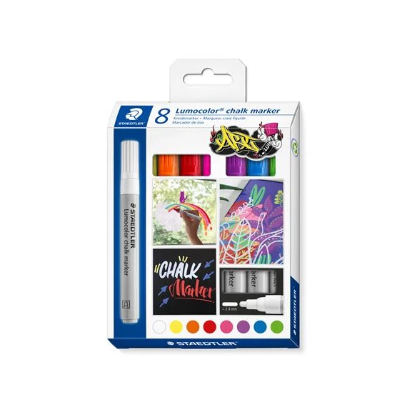 Krétamarker készlet, 2,4 mm, kúpos, STAEDTLER "Lumocolor® 344", 8 különböző szín