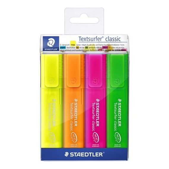 Szövegkiemelő készlet, 1-5 mm, STAEDTLER "Classic 364", 4 különböző szín
