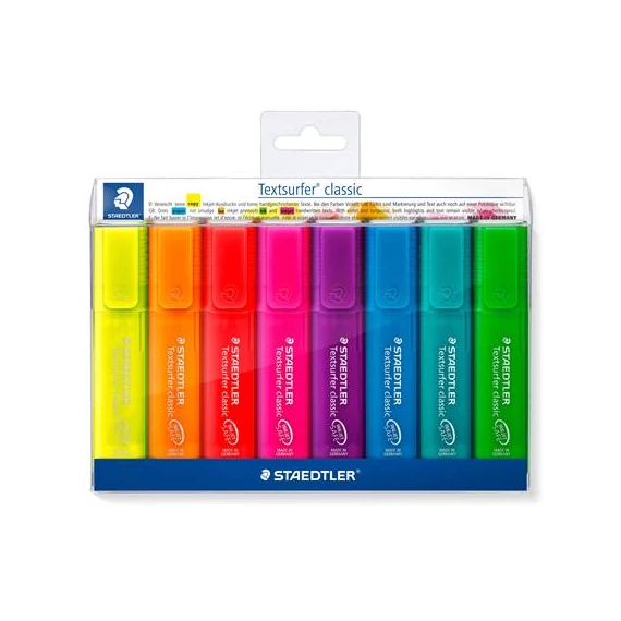 Szövegkiemelő készlet, 1-5 mm, STAEDTLER "Classic 364", 8 különböző szín Szövegkiemelő készlet, 1-5 mm, STAEDTLER "Classic 364", 8 különböző szín